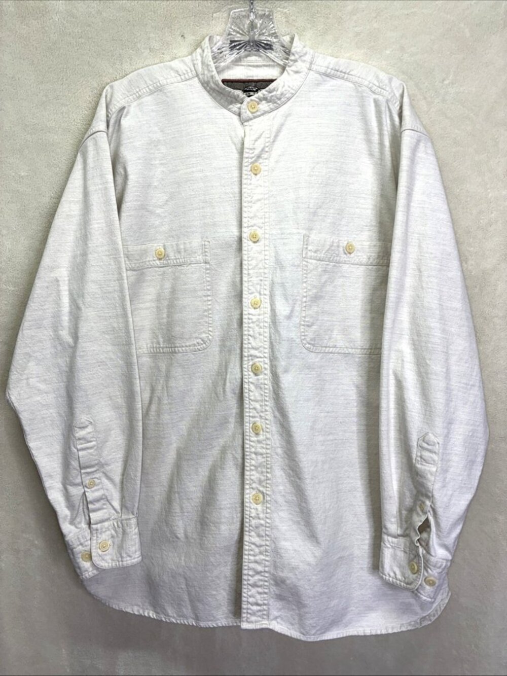 VTG 90s American Terrain Robert Peritz Cotton Shirt Bone Long Sleeve Men L #e